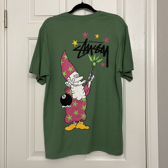 NWT Limited Edition Stussy Wizard Tee In Green & Yellow (Men’s Size Medium) - Picture 4 of 10